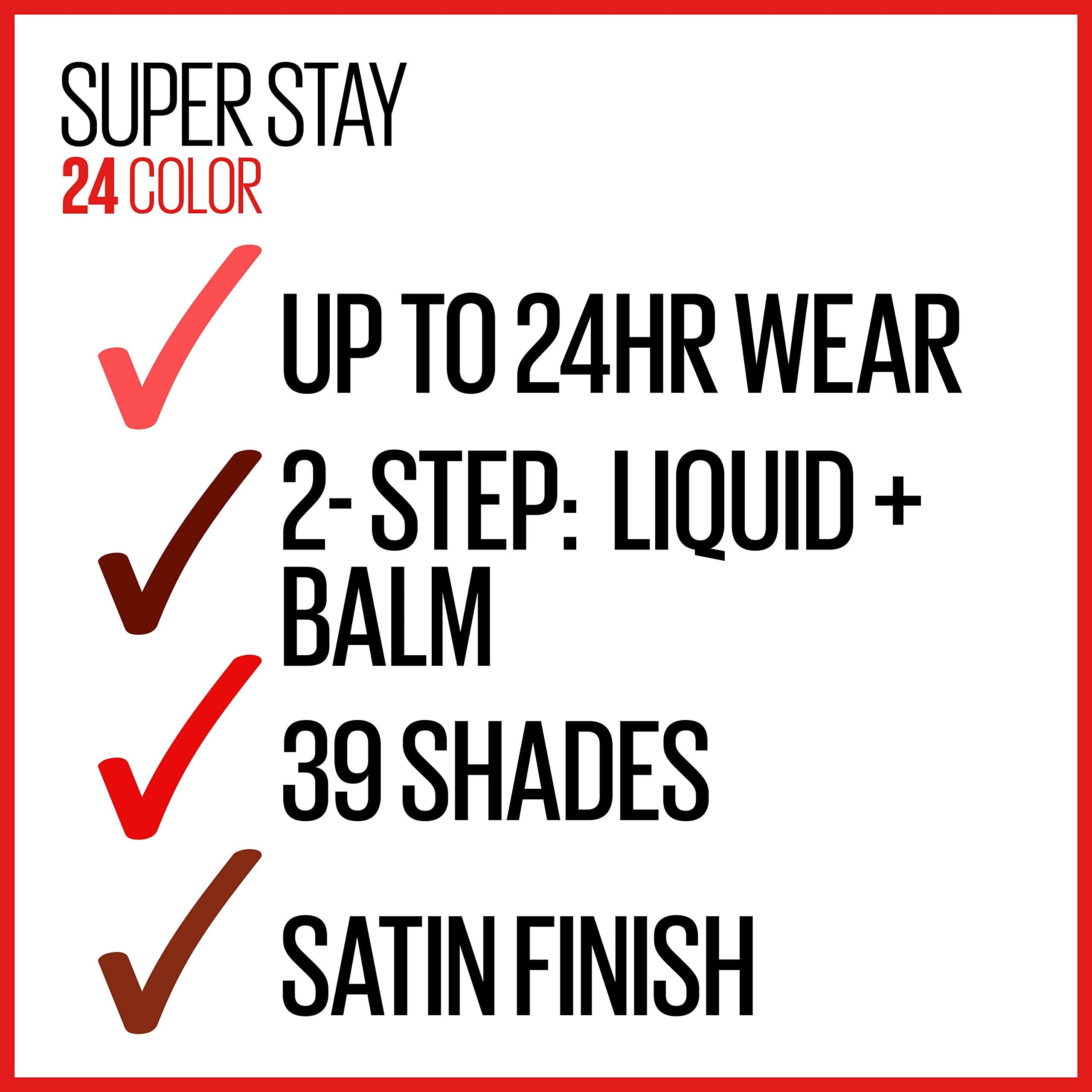 Maybelline Super Stay 24 – Emballage varié pour présentation produit.