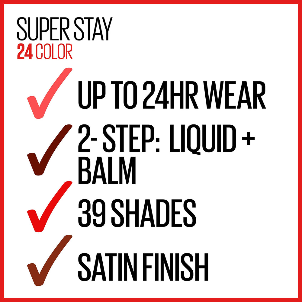 Maybelline Super Stay 24 – Emballage varié pour présentation produit.