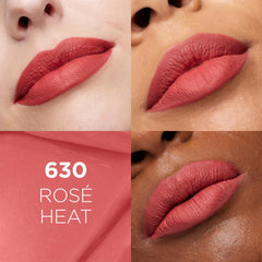 Swatch Rose Heat 630 sur peau, couleur fidèle et pigment riche.