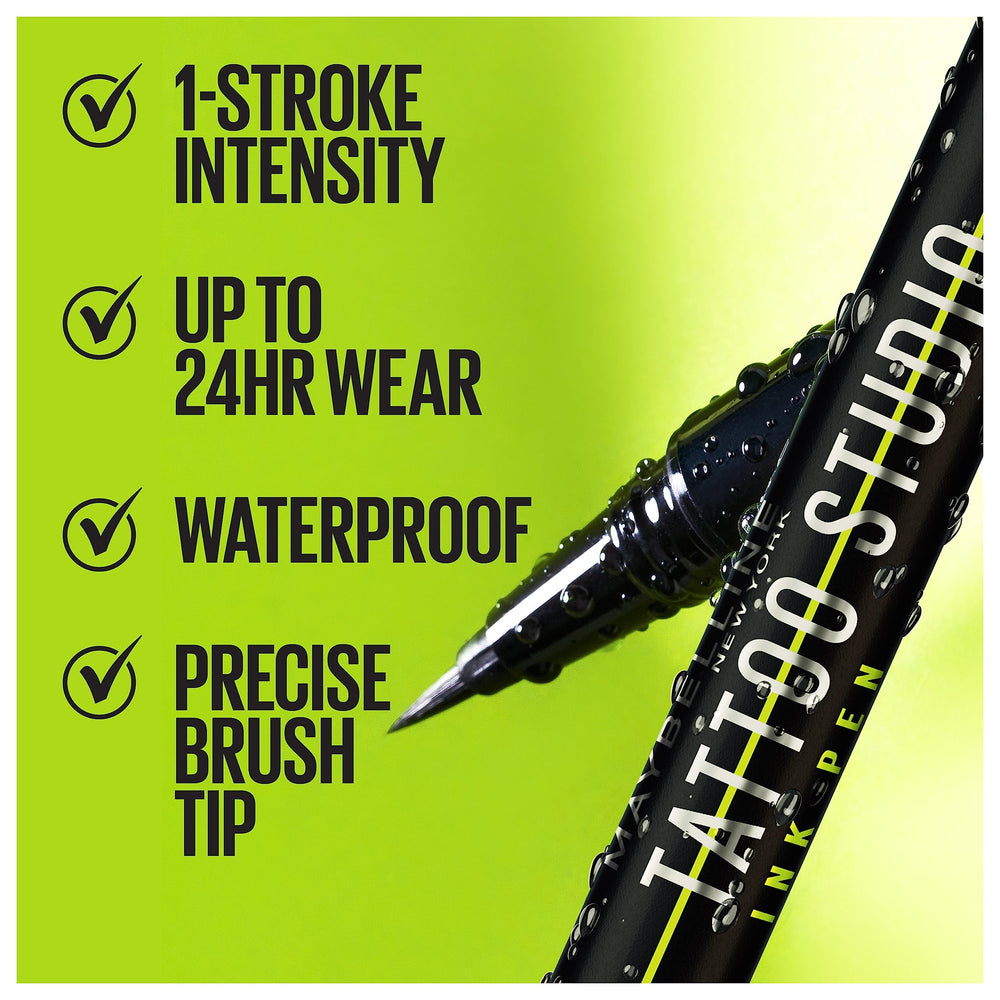 Maybelline Tattoo Studio Noir Mat, noir profond et fini mat qui tient.