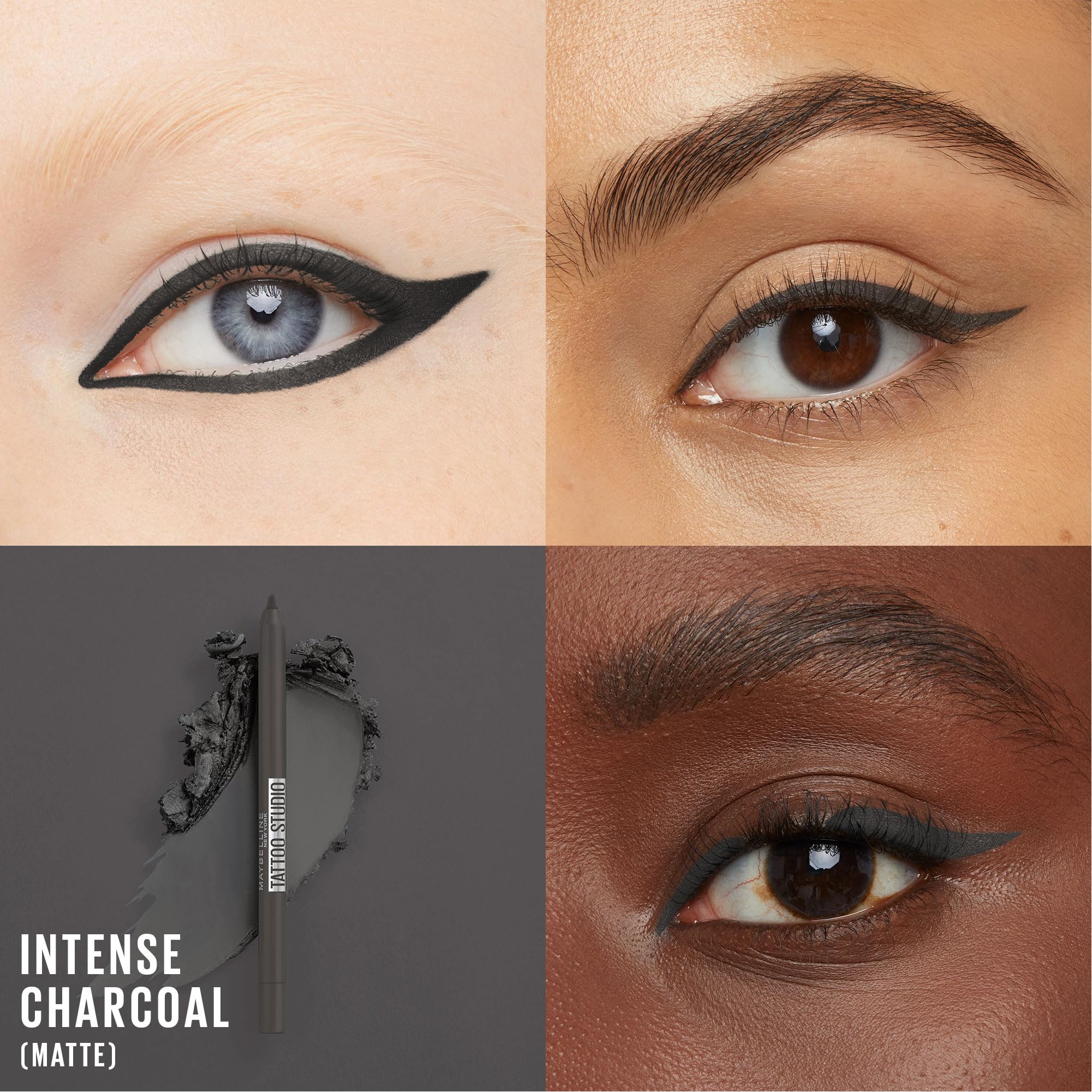 TattooStudio Maybelline: pigments intenses charbon pour une définition précise.