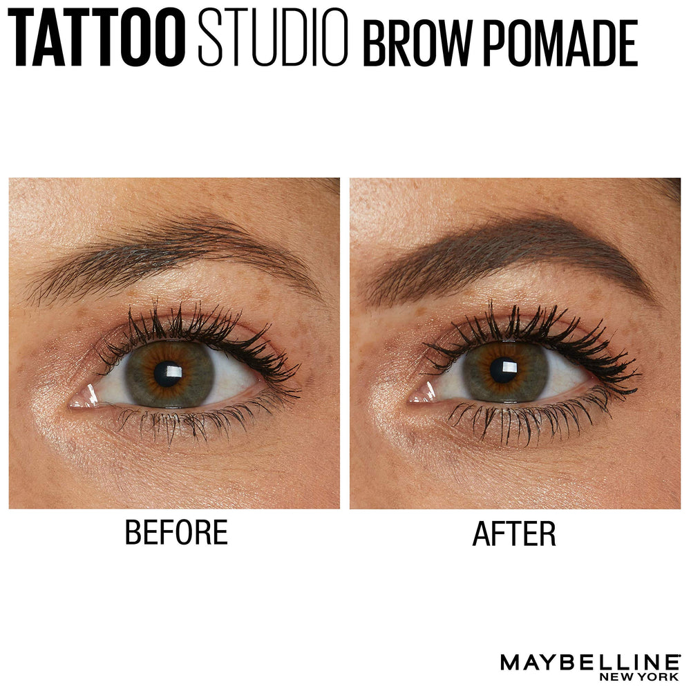 Finition naturelle achievable avec Maybelline TattooStudio Brow Pomade