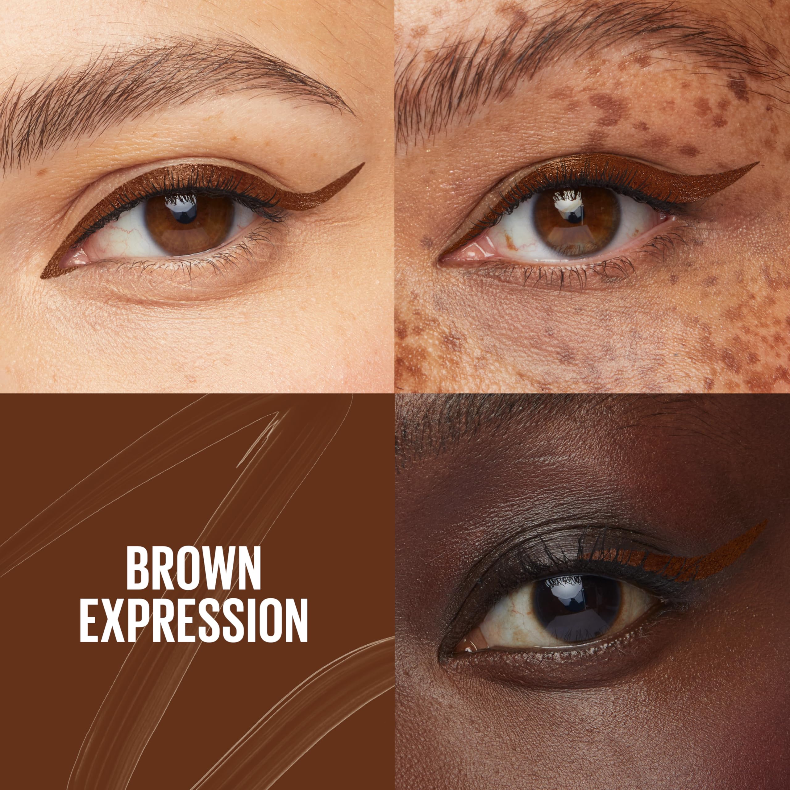 MAYBELLINE brun, échantillon uniforme prêt pour un look graphique.
