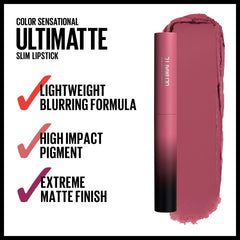 Maybelline Ultimatte teintes-nudes et rouges, pour des finitions variées.