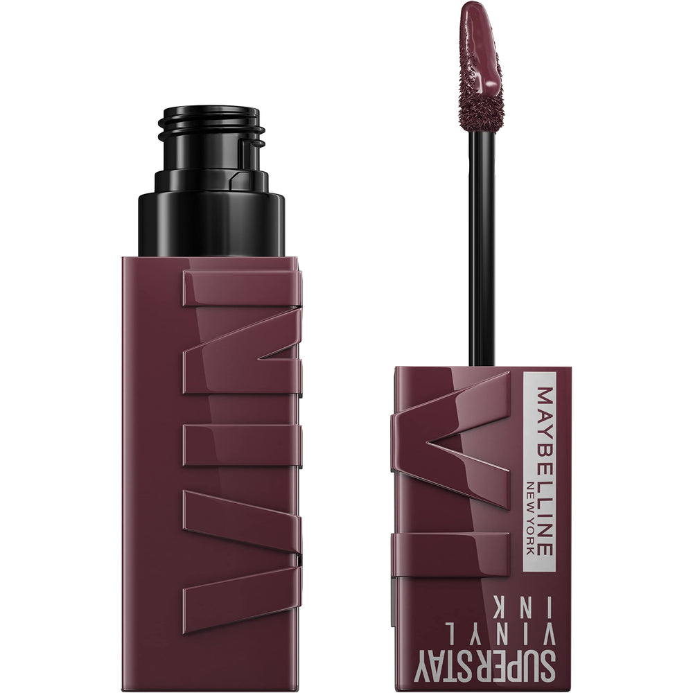 Maybelline Vinyl Ink brun lipcolor pour une couleur durable et lumineuse.