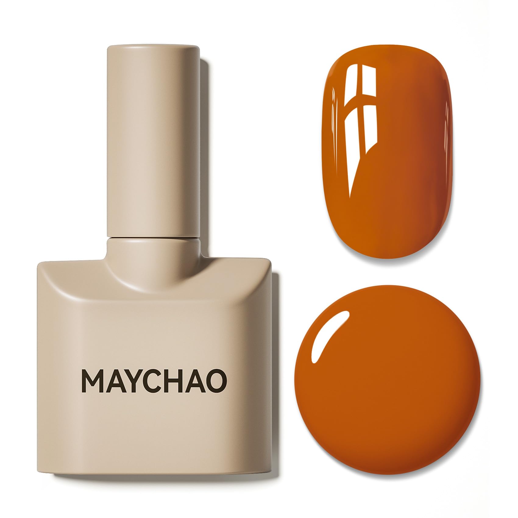 Vernis gel MAYCHAO orange, flacon prêt pour application rapide.