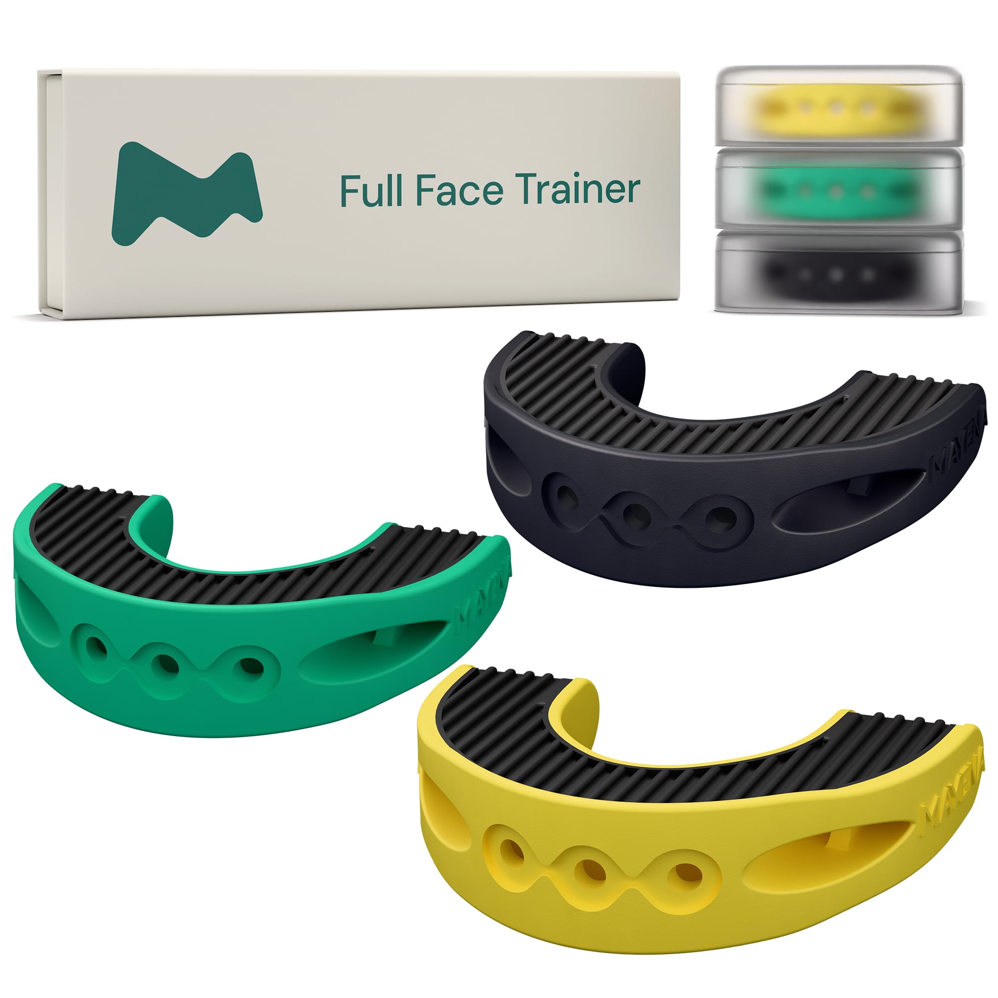 Mayena Traîneur Visage Complet — ensemble 3 niveaux pour activation musculaire faciale équilibrée.