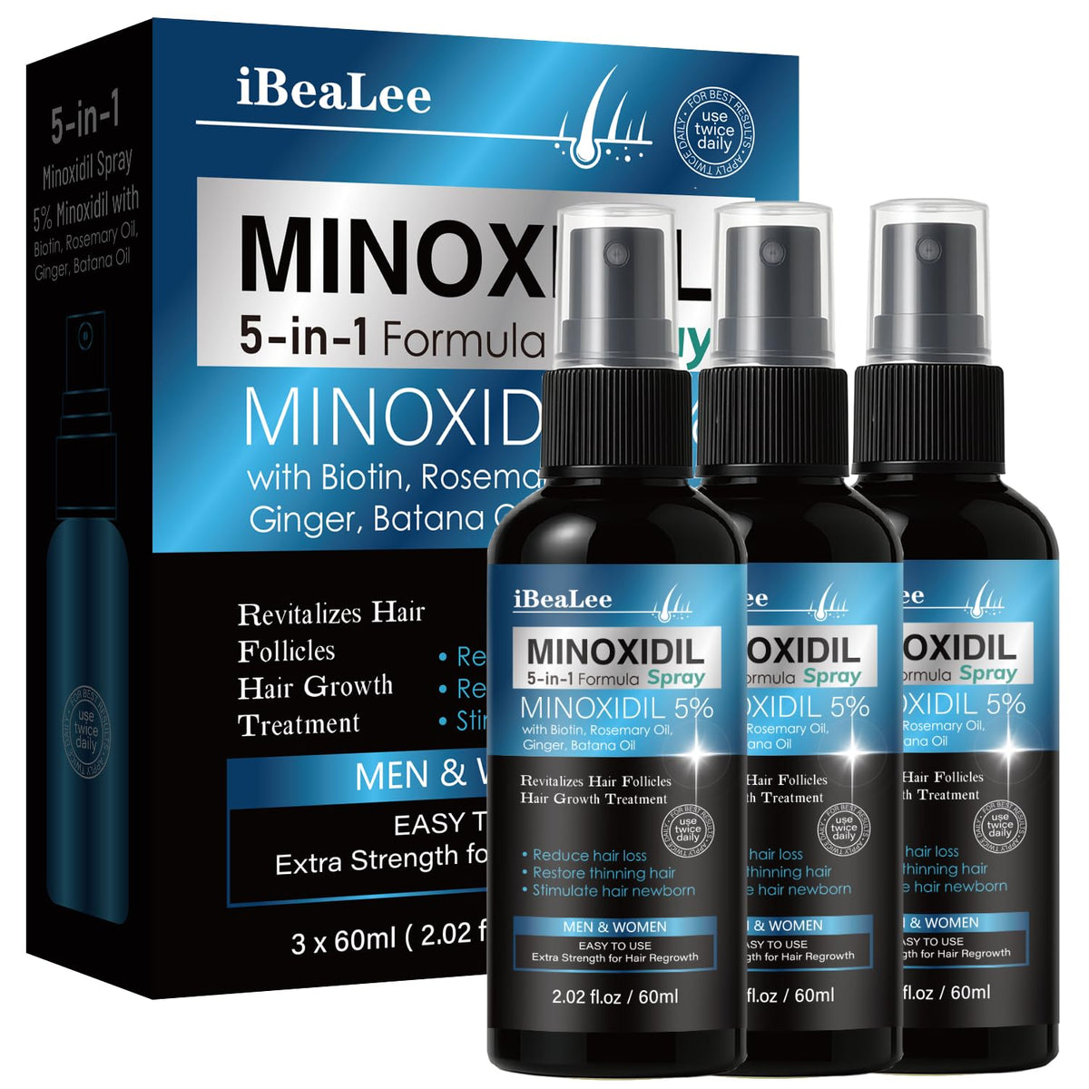 Mayferte Minoxidil 5% bouteille prête à l’emploi pour densité capillaire.