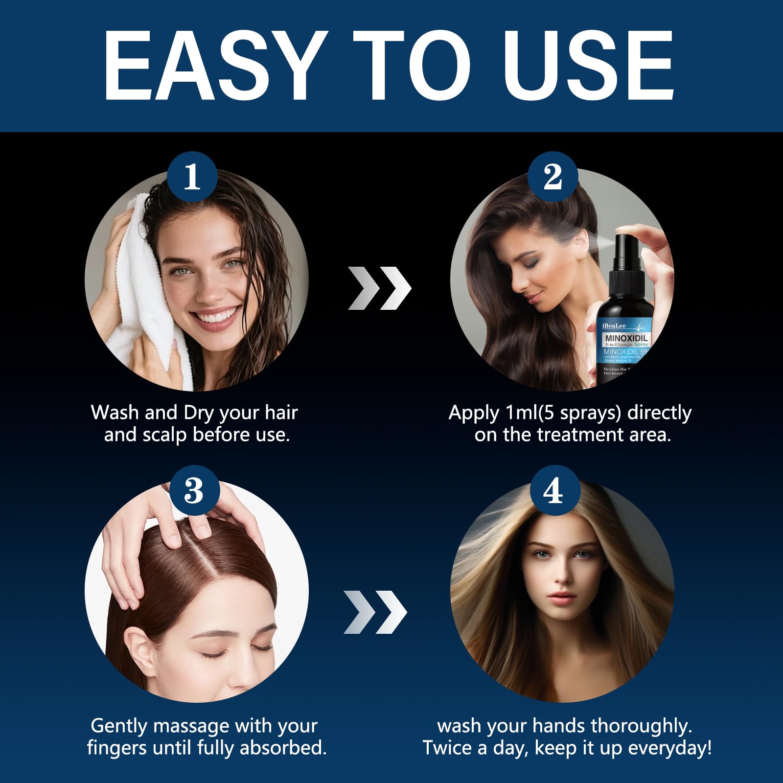 Lot de 3 bouteilles Mayferte Minoxidil 60 ml pour le programme.