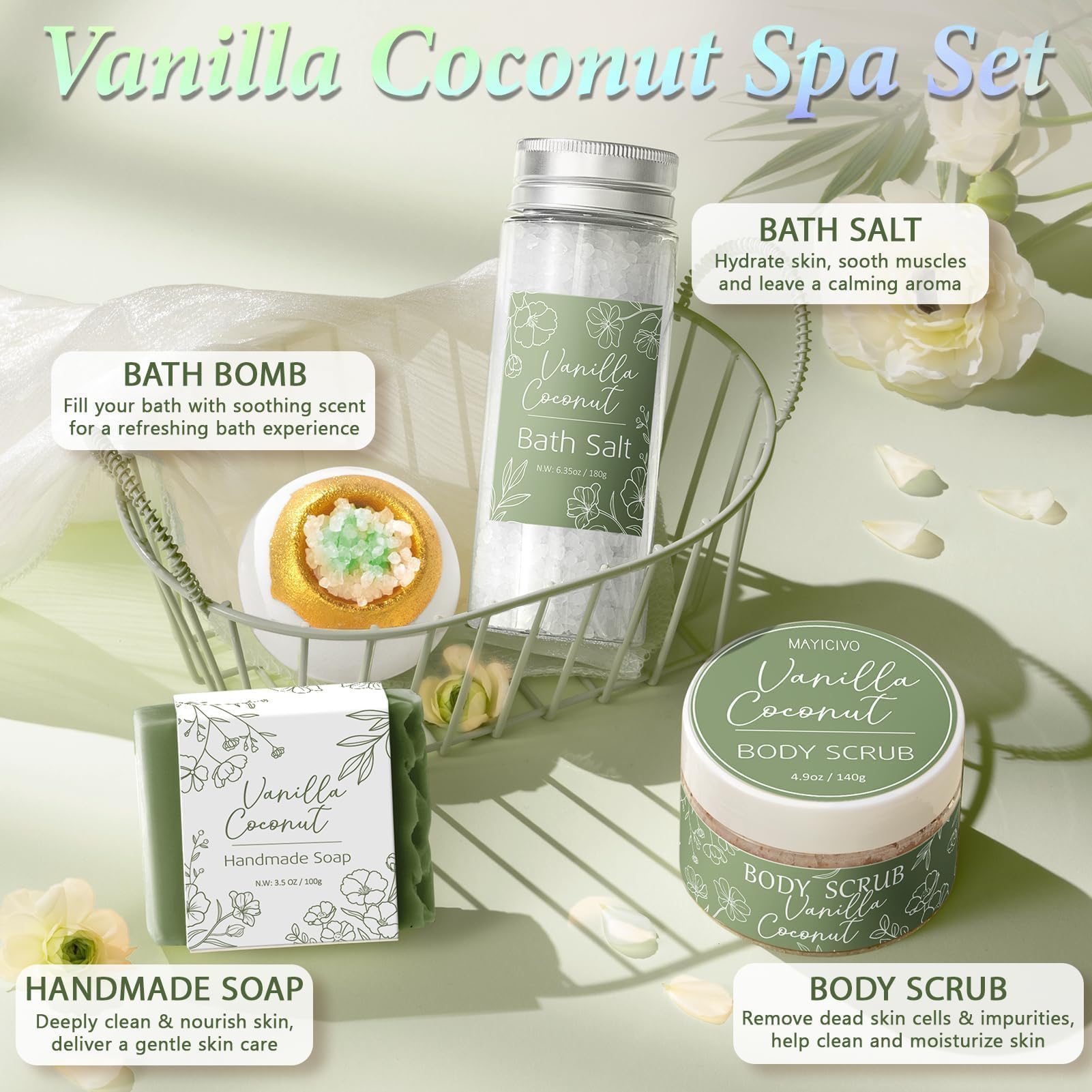 Bombes de bain MAYICIVO, expérience spa maison et parfum réconfortant.
