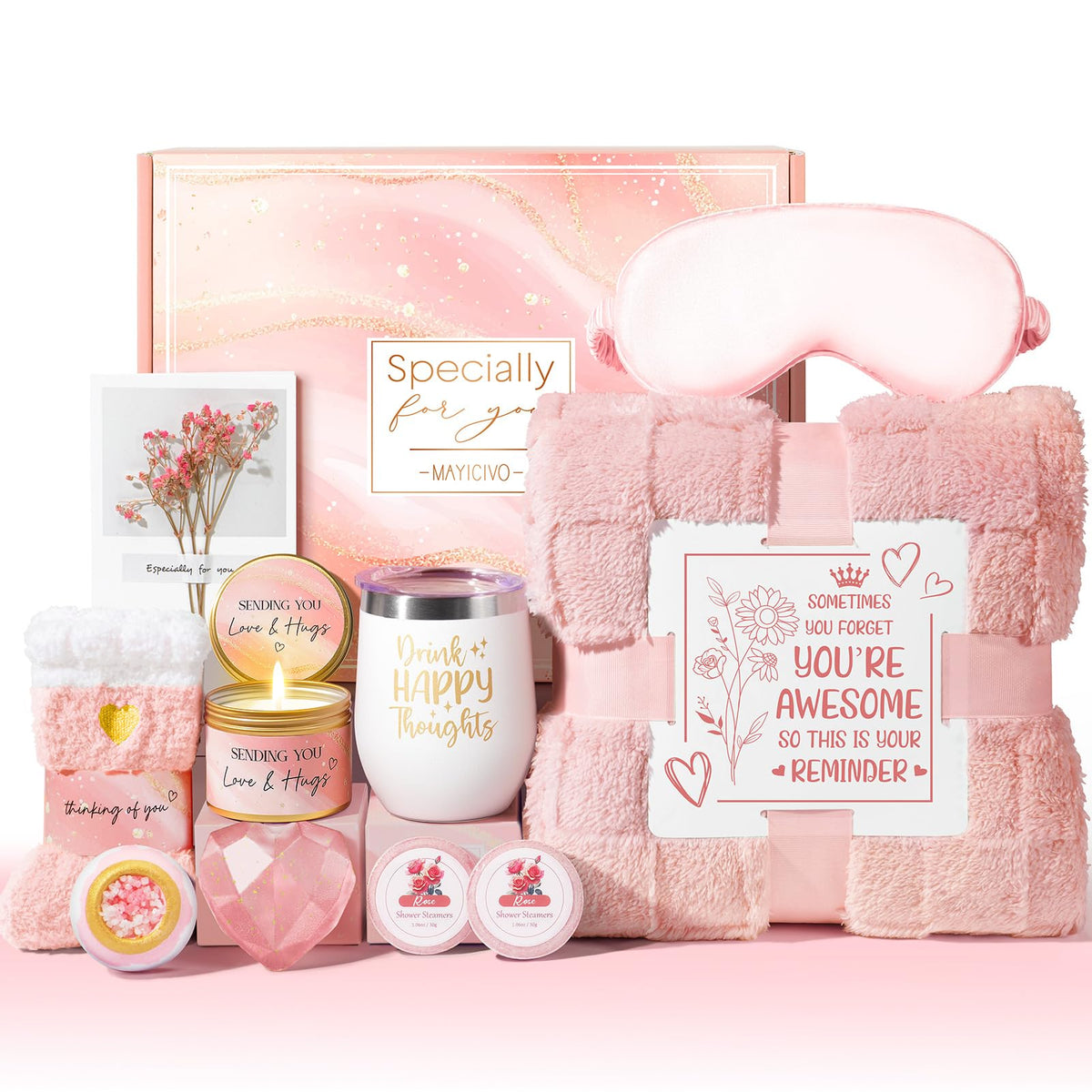 Coffret MAYICIVO bien-être rose pour une expérience spa à domicile