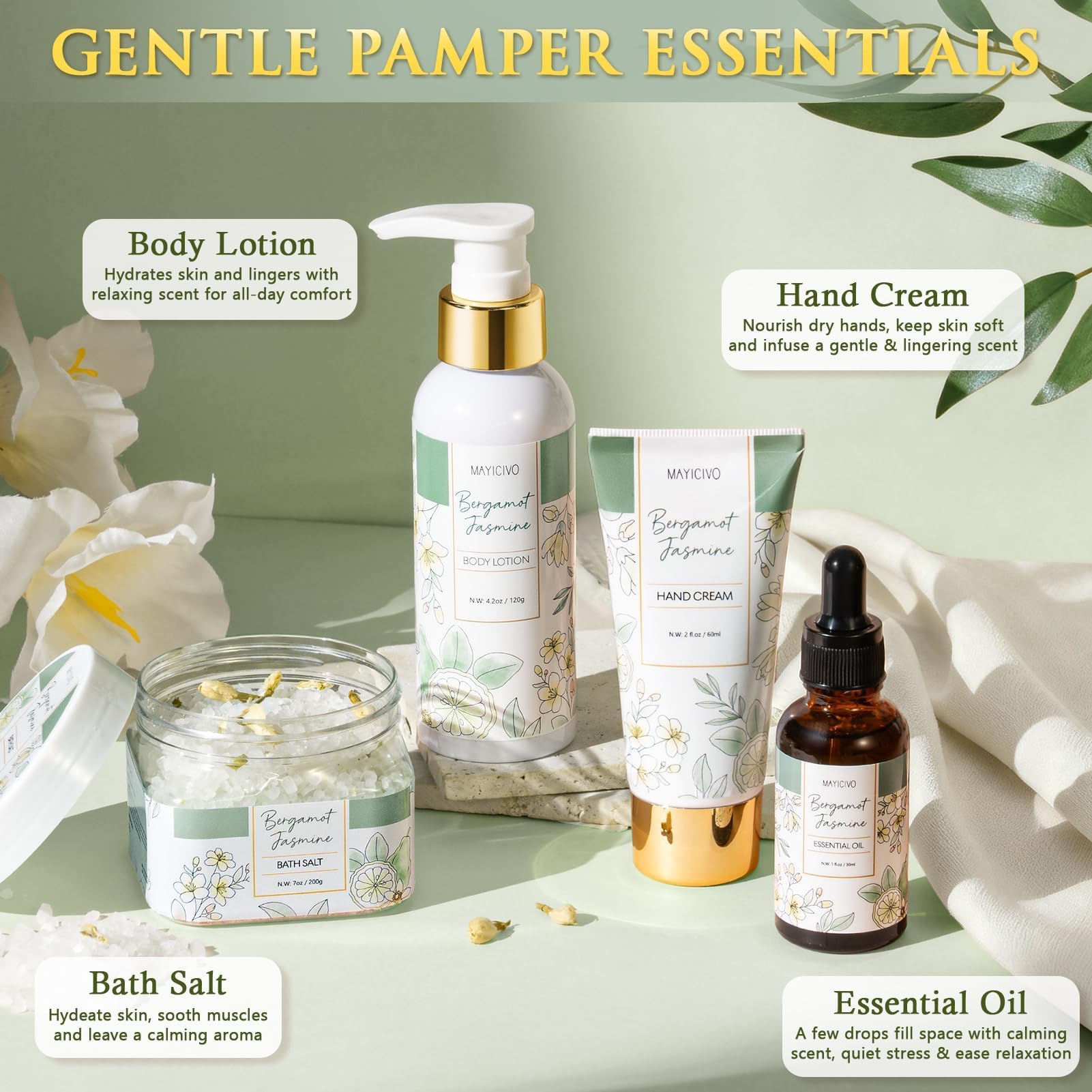 Gommage corps MAYICIVO bergamot jasmin peau lisse après le soin