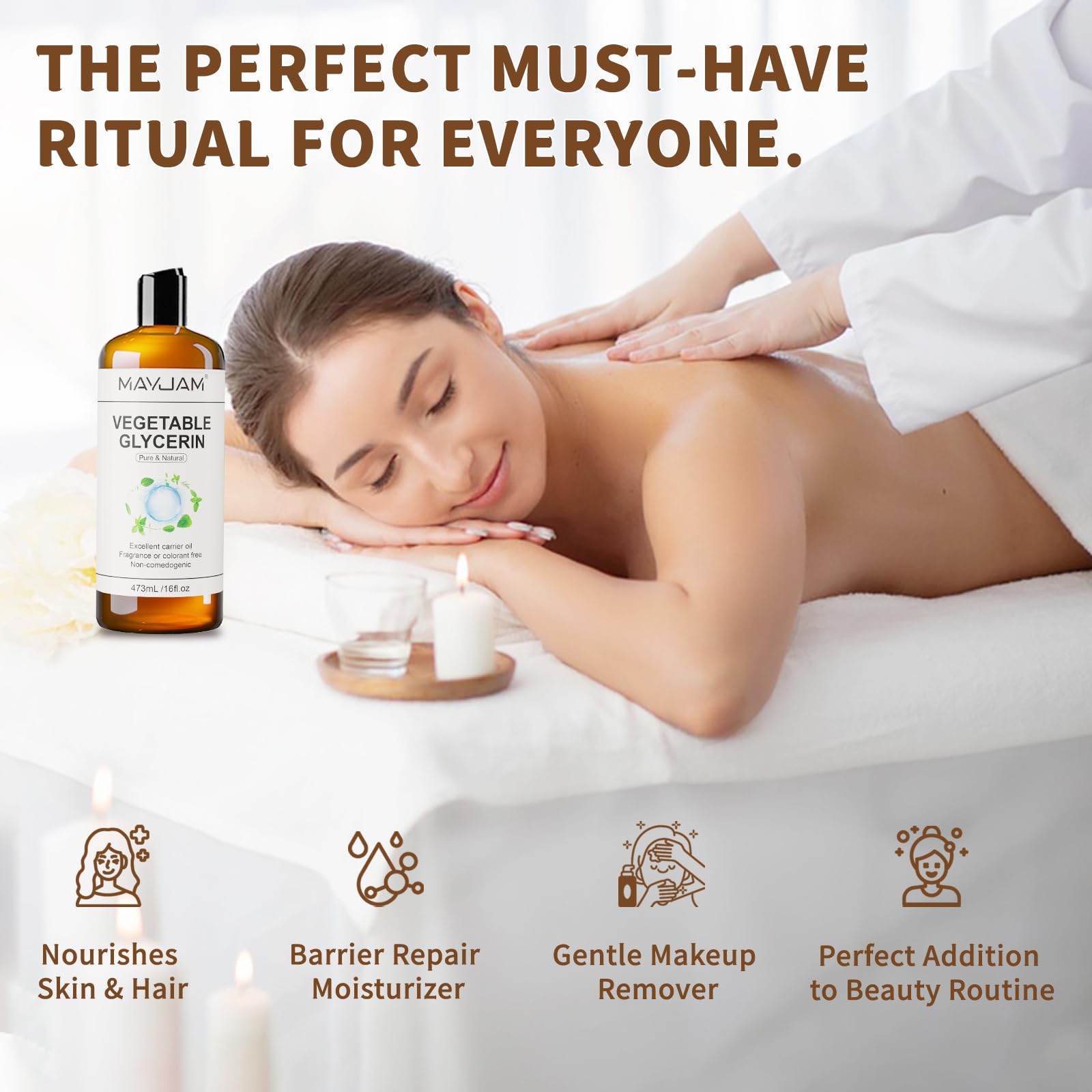 MAYJAM Glycérine végétale pour cheveux, apporte hydratation et brillance naturelle.