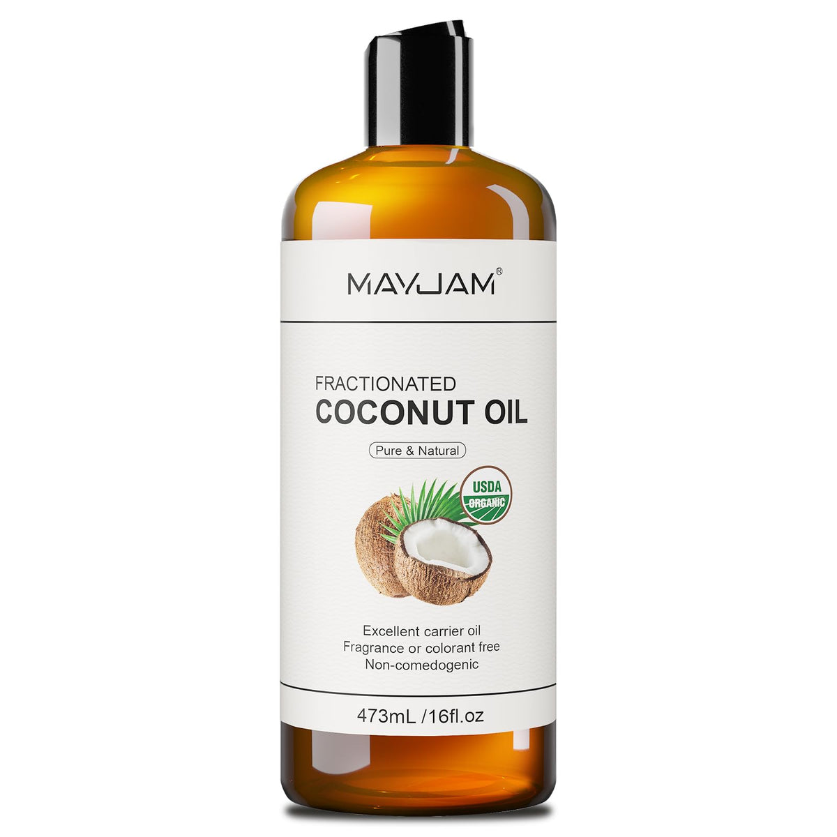 MAYJAM huile coco fractionnée bouteille : hydratation légère pour visage et corps