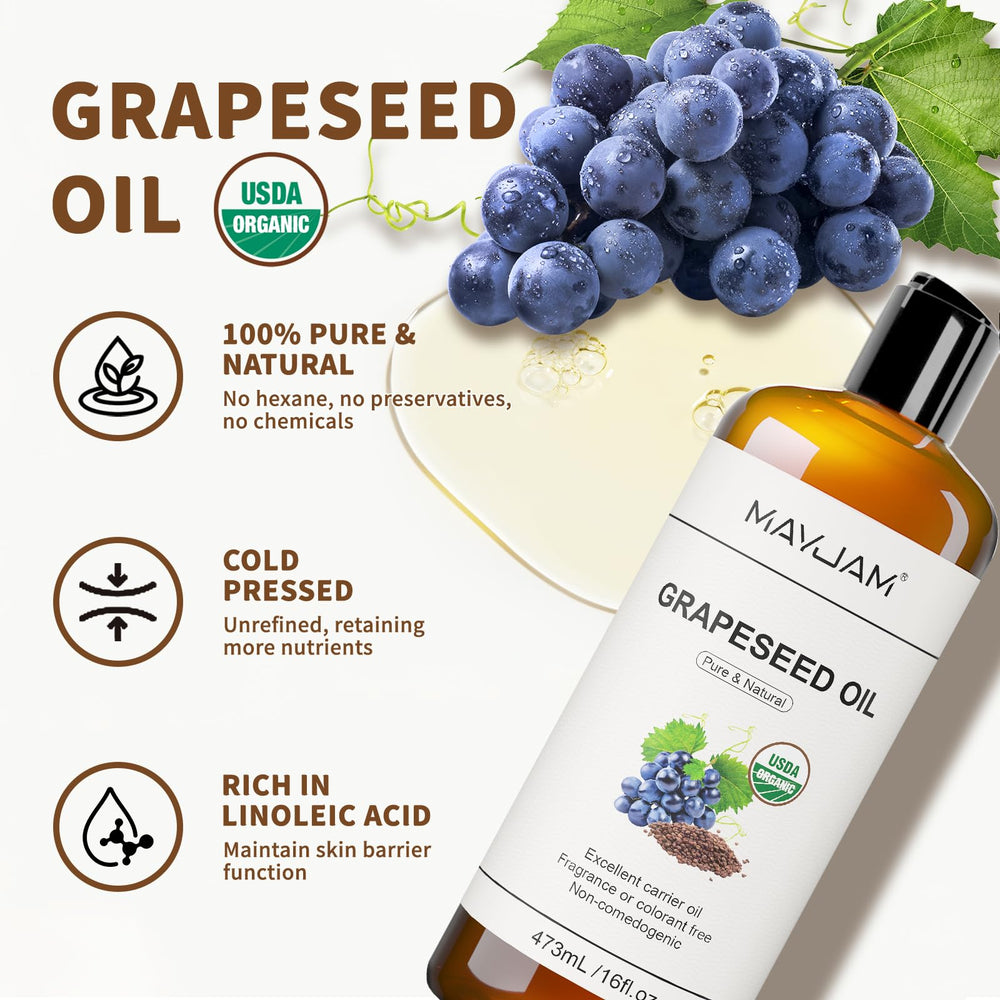 MAYJAM huile-graines-raisin visage : pénètre rapidement pour nourrir la peau.