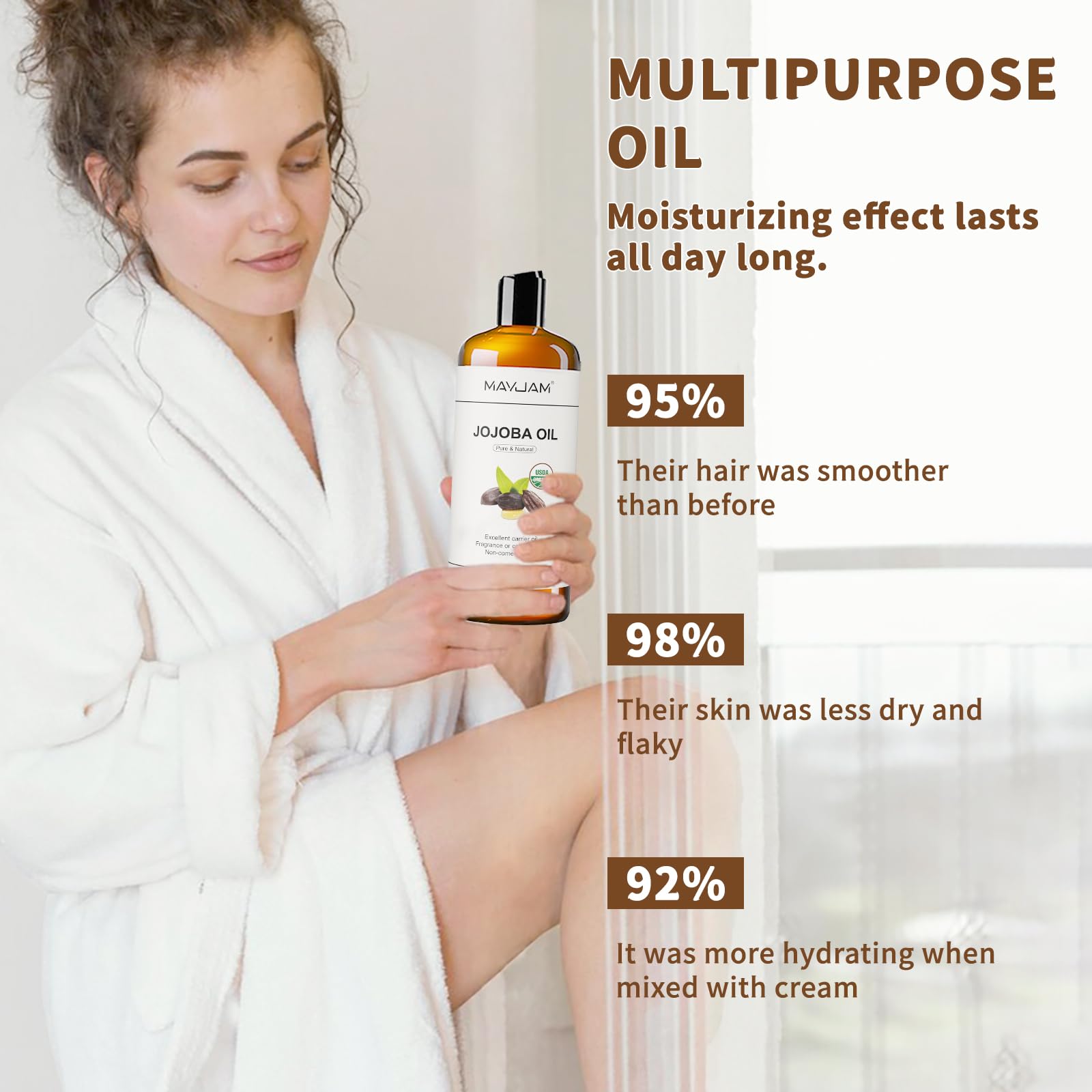 MAYJAM huile jojoba visage, absorption rapide et non gras.