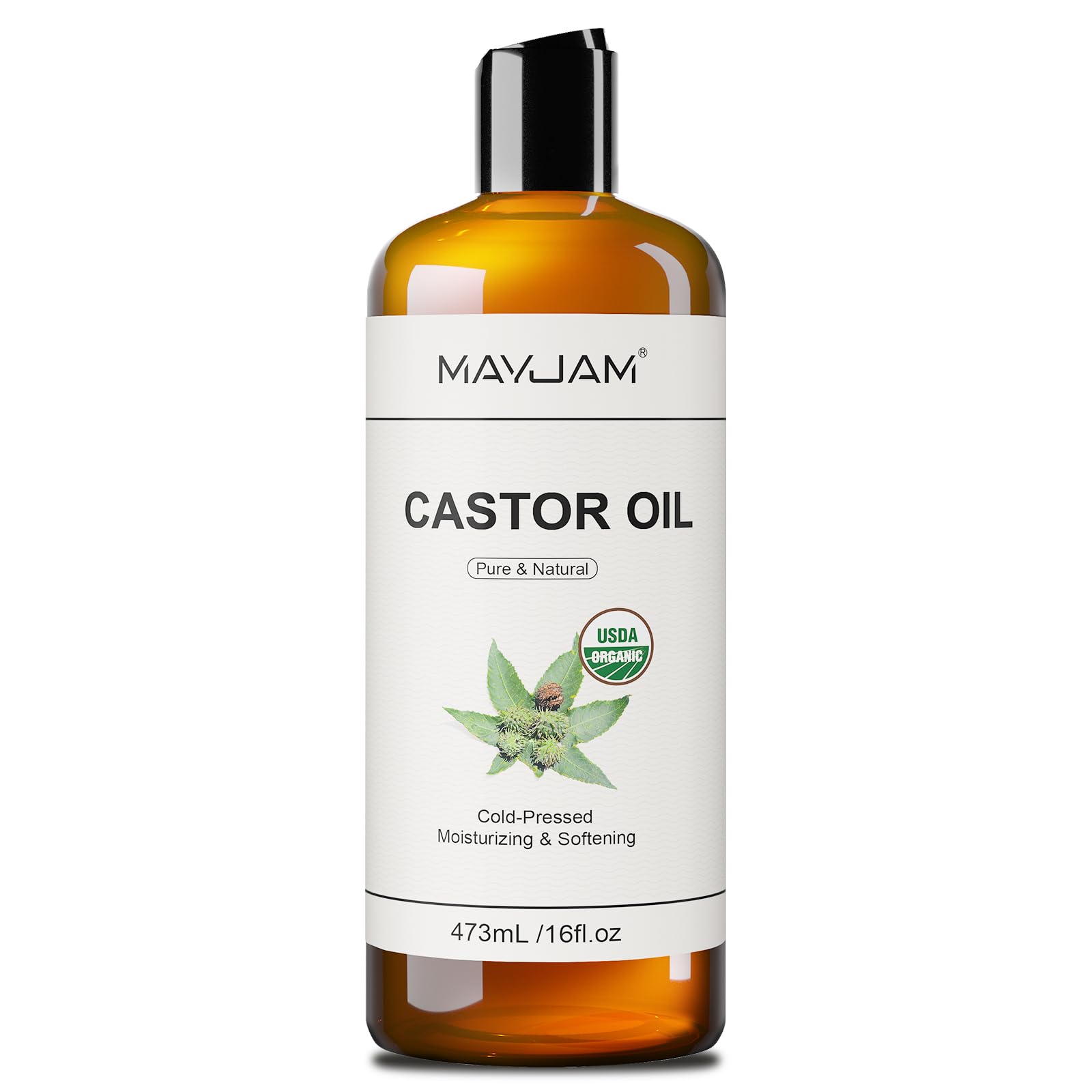 MAYJAM huile de ricin bio 473 ml – bouteille prête pour soins capillaires
