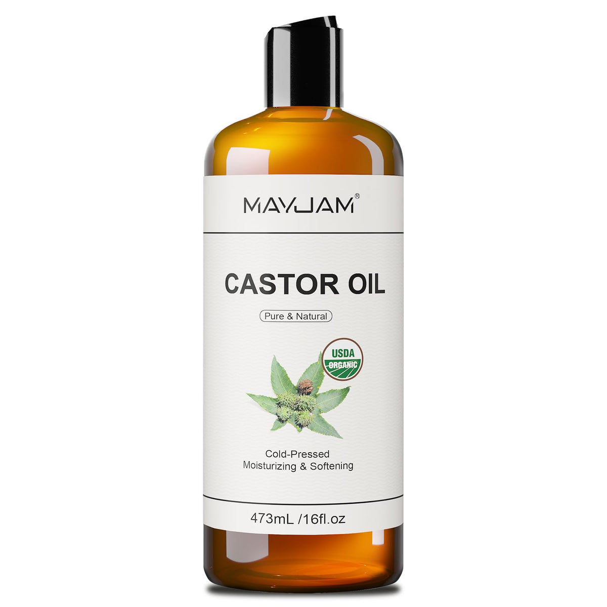 MAYJAM huile de ricin bio 473 ml – bouteille prête pour soins capillaires