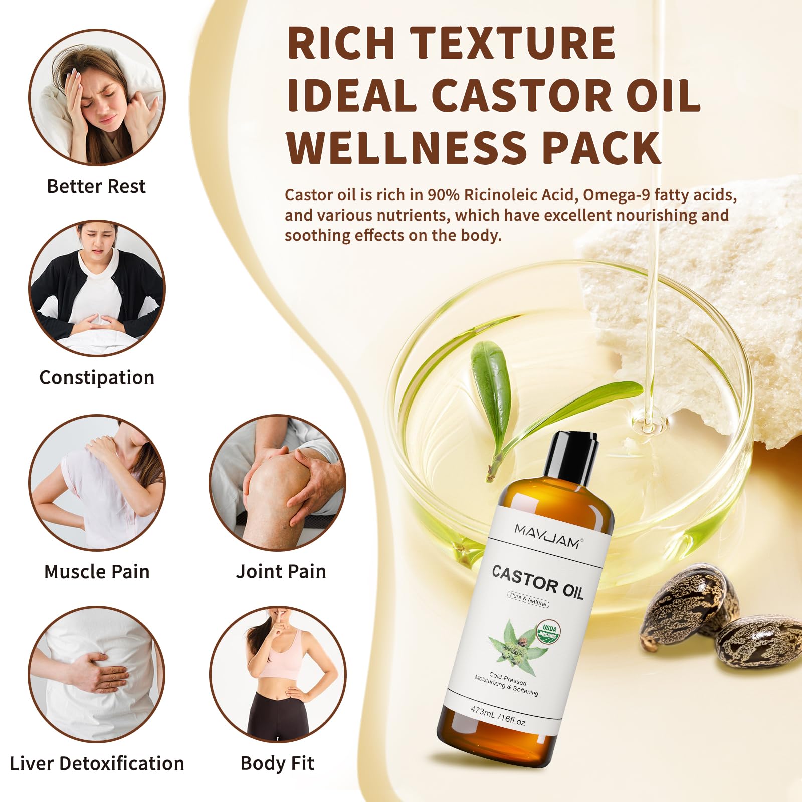 Visage et peau MAYJAM huile de ricin – hydratation et douceur