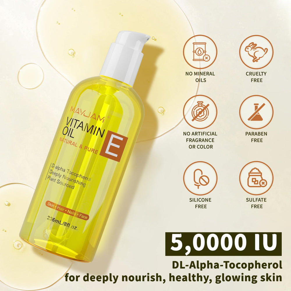 MayJAM huile vitamine E, massage corporel et hydratation