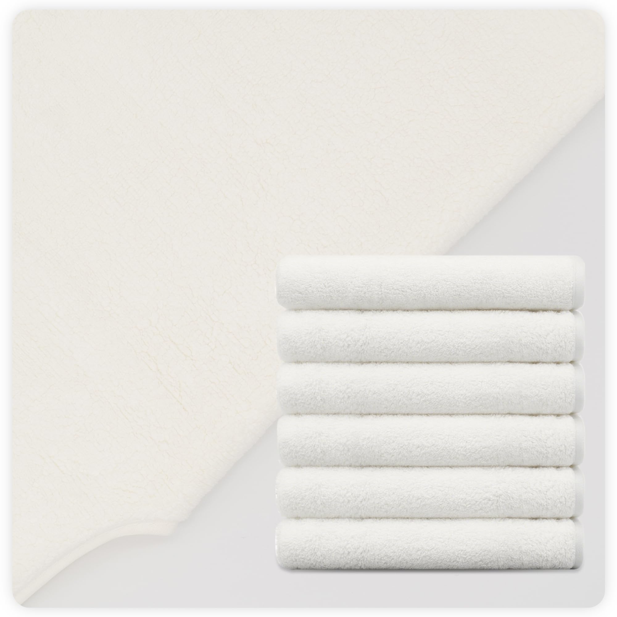 Mayoken serviettes visage blanc chaud naturel – ambiance spa chaleureuse.