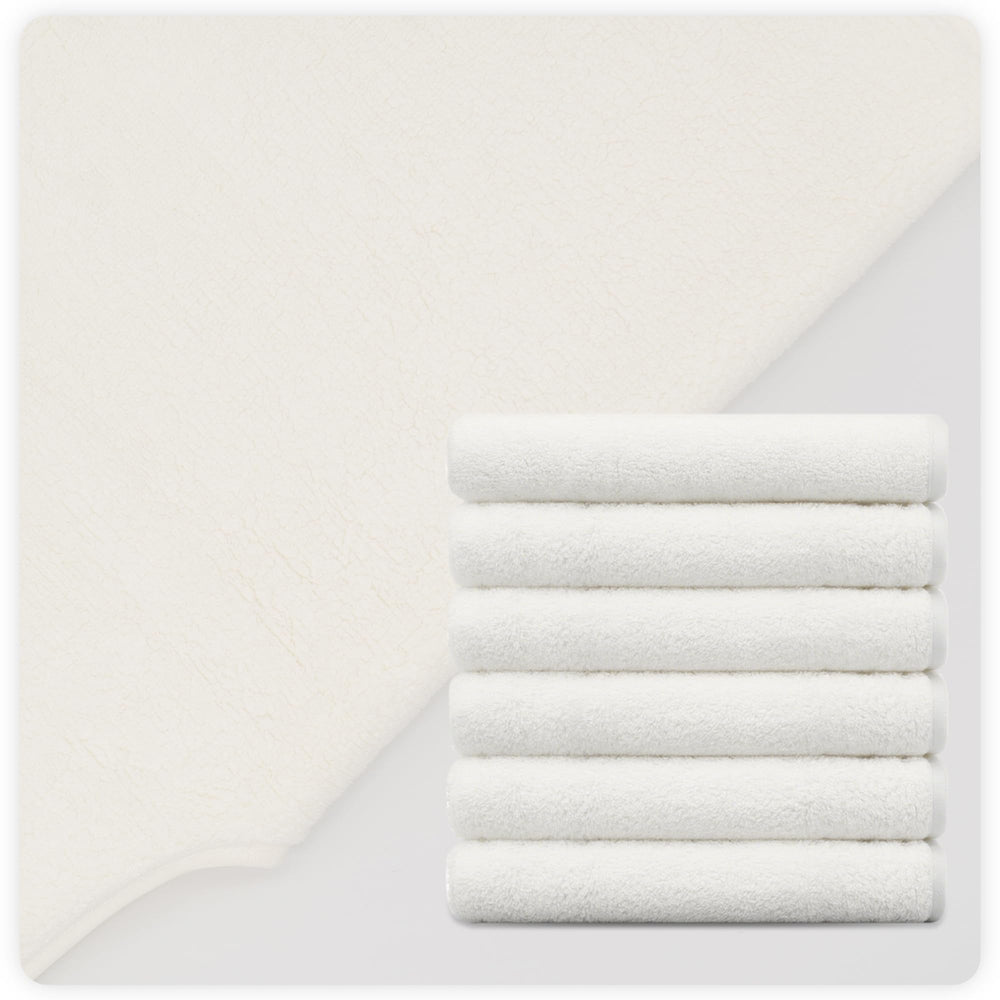 Mayoken serviettes visage blanc chaud naturel – ambiance spa chaleureuse.