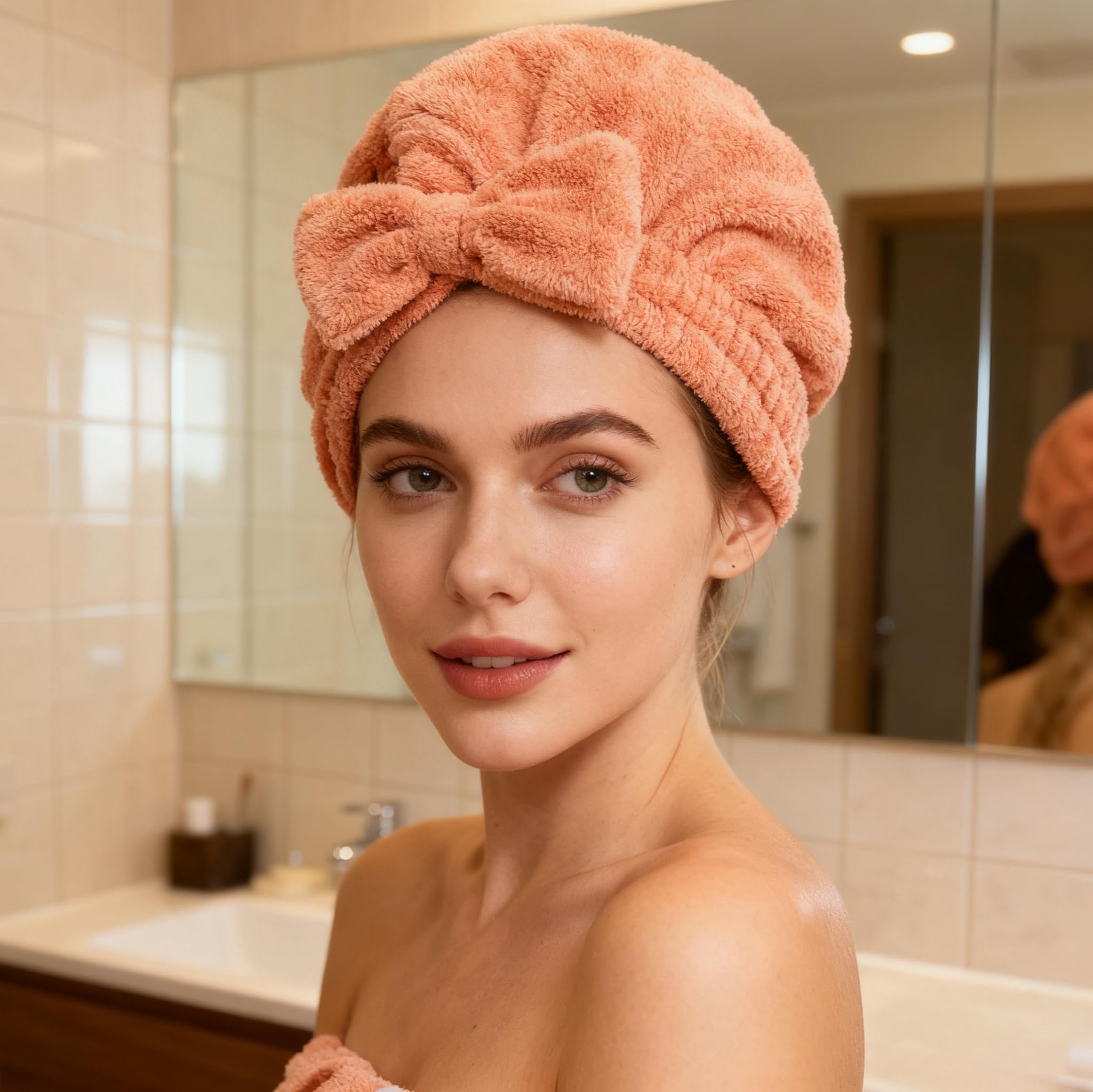 MAYOUTH turban capuche-douche pour cheveux, absorption efficace après la douche.