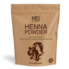 MB Herbals Henne – poudre fine 454 g, couleur naturelle orange-rouge.