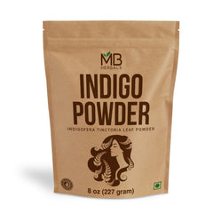 MB Herbals Indigo Powder emballage pratique pour coloration capillaire naturelle.