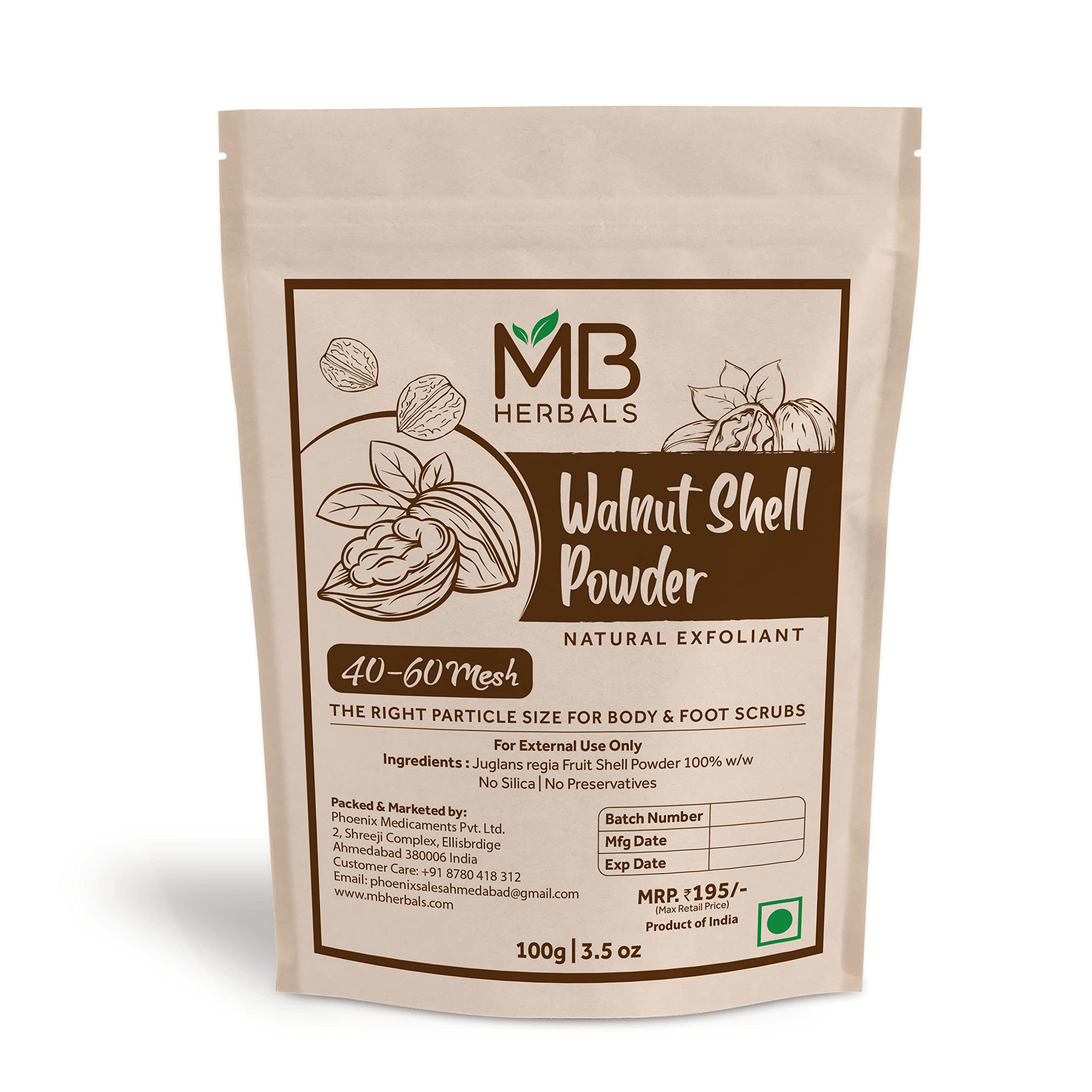 MB Herbals pot avec poudre exfoliante usage visage ou corps pour peau douce