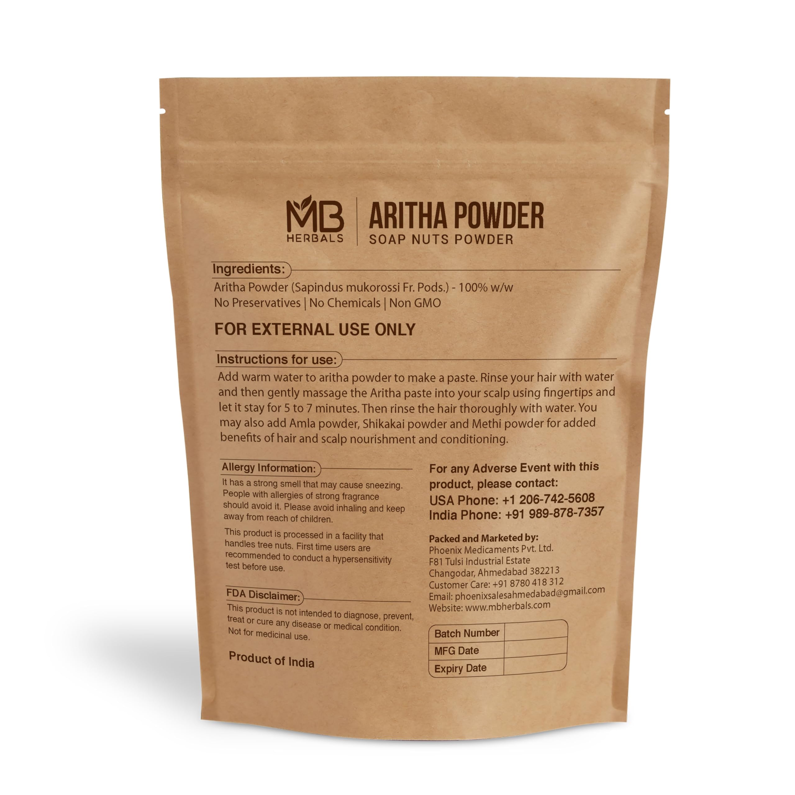 Texture poudre Aritha de MB Herbals, idéale pour les mélanges faits maison shampoing et après-shampoing.