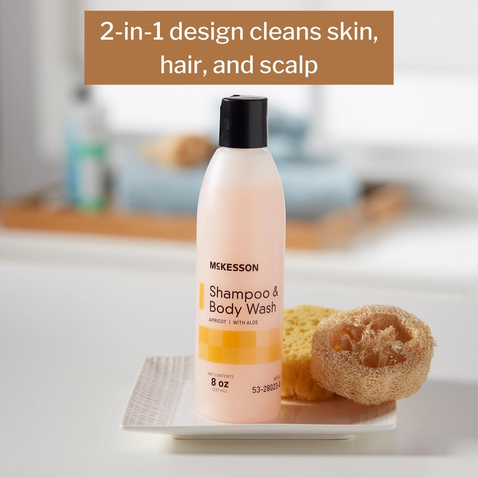 McKesson Bouteille Aloe Abricot – étiquette claire, usage quotidien doux pour peau sensible.