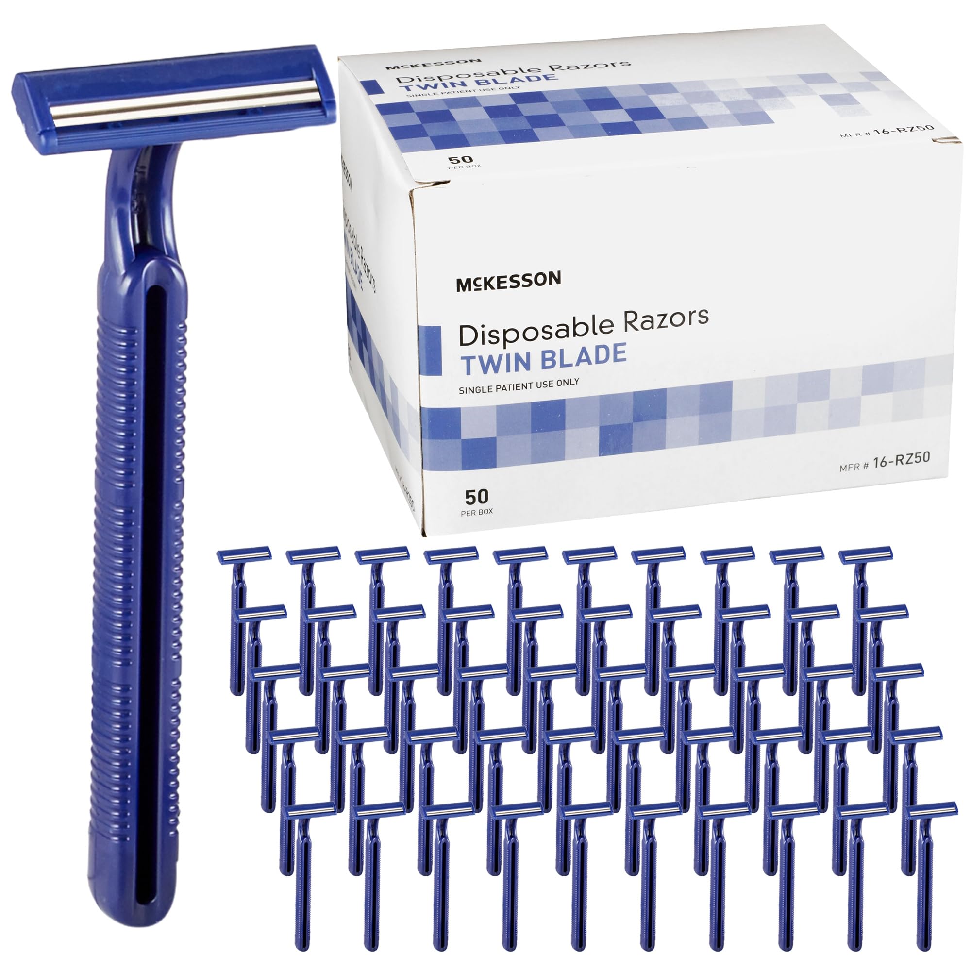 Rasoir jetable McKesson à double lames pour une coupe efficace.