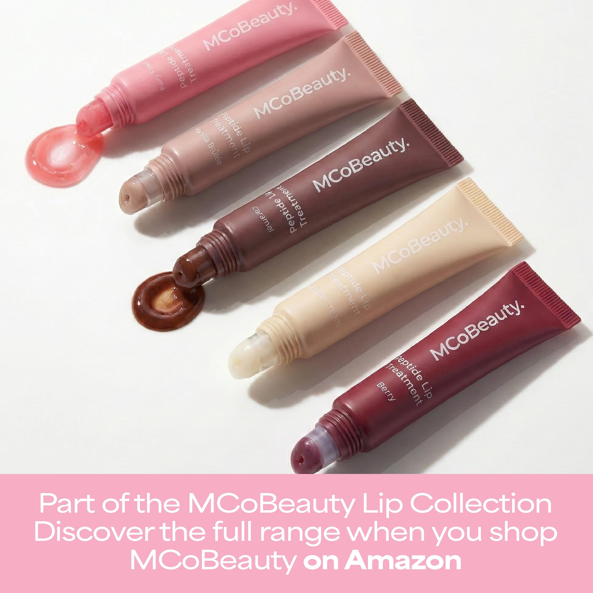 MCoBeauty Peptide Lip Treatment Vanilla Brulee, emballage chic Cruelty Free.