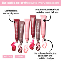 MCoBeauty Peptide Lip Treatment Vanilla Brulee, texture gloss nourrissante lumineuse.