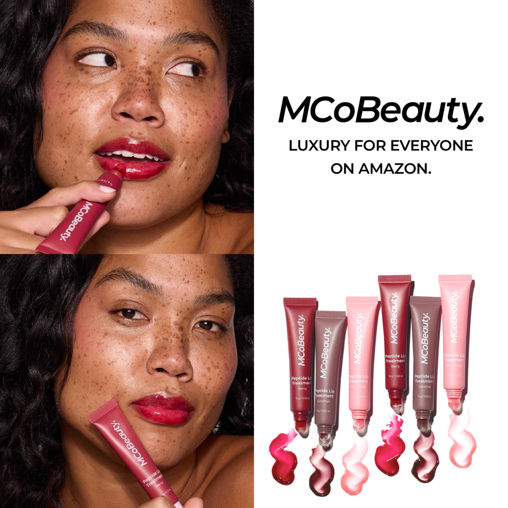 MCoBeauty Peptide Lip Treatment Vanilla Brulee, usage quotidien pour lèvres nourries et brillantes.
