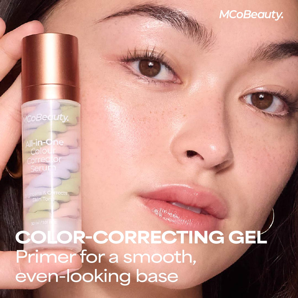 MCoBeauty primer teinte abricot corrige les tonalités pour un teint plus homogène.
