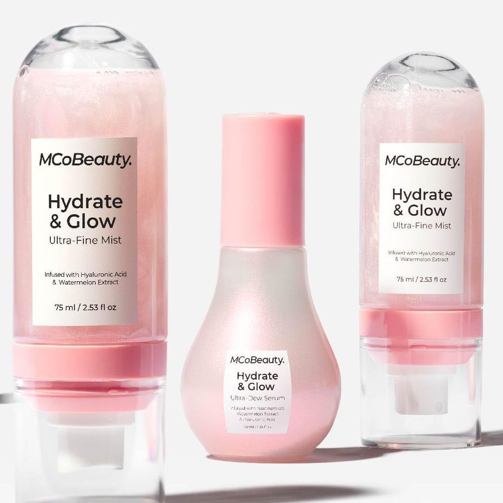 MCoBeauty Hydrate & Glow avec aloé vera et hyaluronique pour rafraîchir la peau.