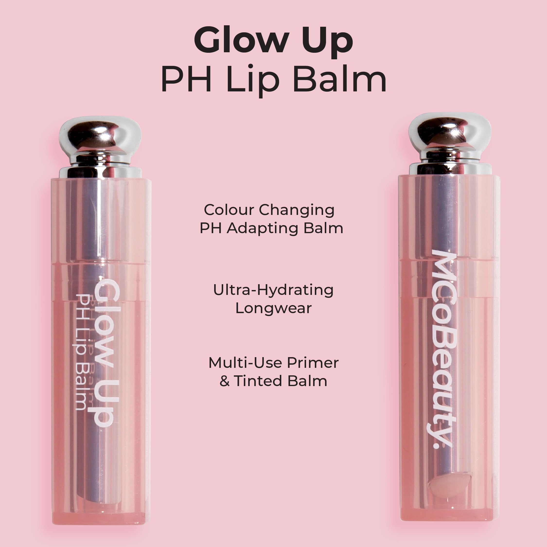 Texture crème du baume à lèvres MCoBeauty Glow Up pour lèvres douces et hydratées.