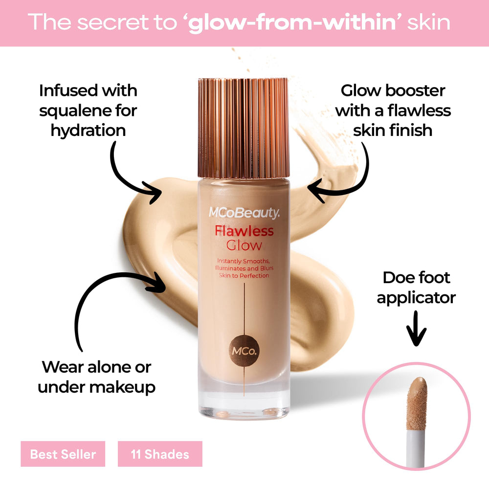 MCoBeauty Flawless Glow mélangé au fond de teint pour plus de lumière.