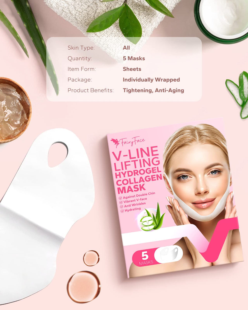 MCOMCE FairyFace Effet lifting hydrogel: sensation fraîche et raffermissement potentiel.