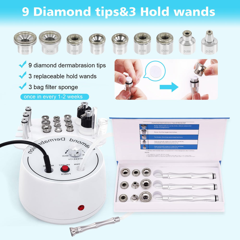Embouts diamant 9 têtes MCWDOIT pour plusieurs zones du visage.