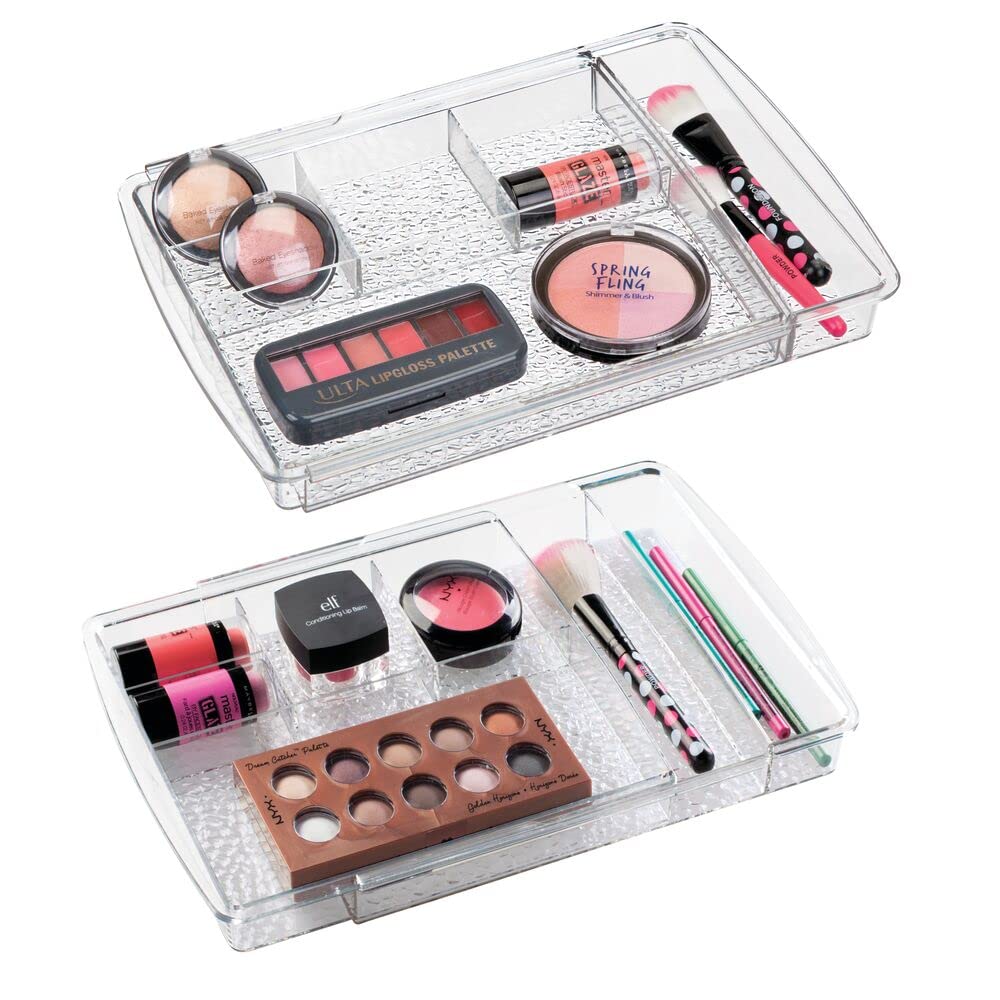 Organisateur maquillage extensible mDesign pour tiroir, rangement clair et personnalisé.