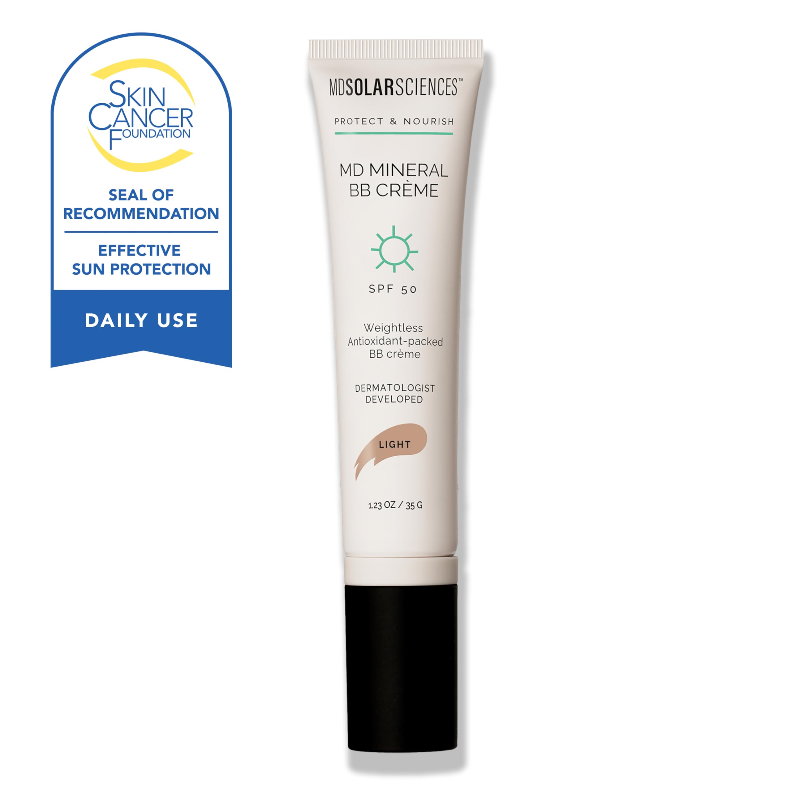 MDSolarSciences Mineral BB Crème SPF 50, teinte claire pour un teint uniforme.