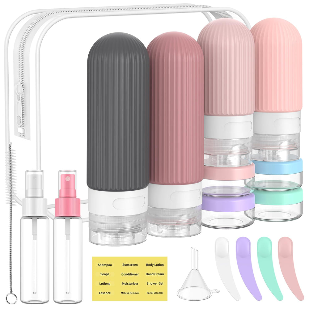 Flacons ME.FAN rose 3oz pour voyage, remplissage facile et étanchéité fiable.