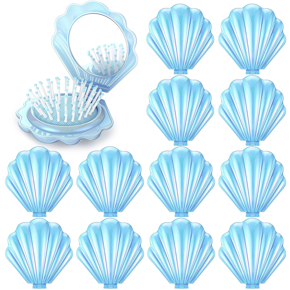 Meanplan brosse-cheveux coquillage miroir pliable bleu pour retouches rapides