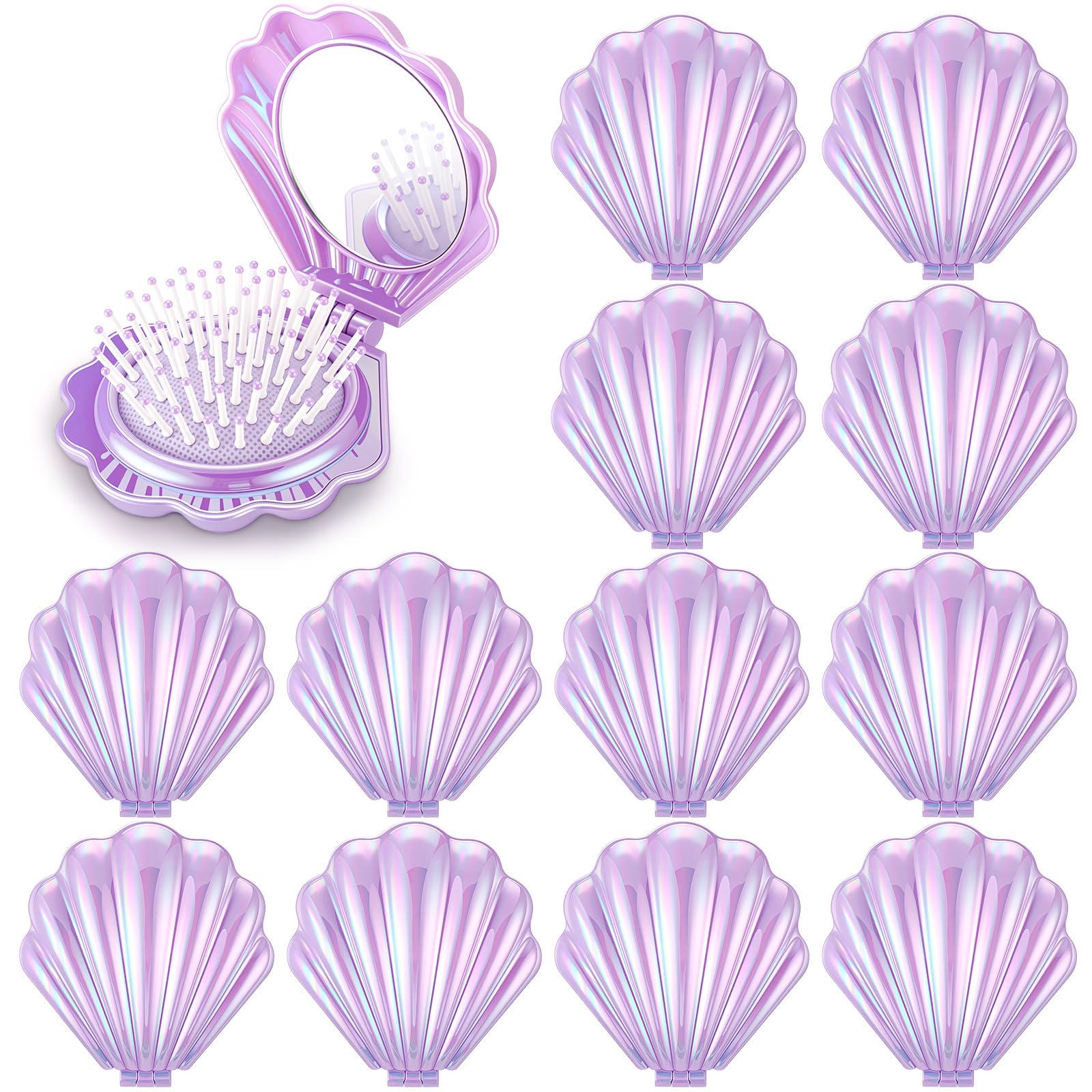 Meanplan brosse-cheveux coquille sirène pliable avec miroir prête pour retouches en déplacement.
