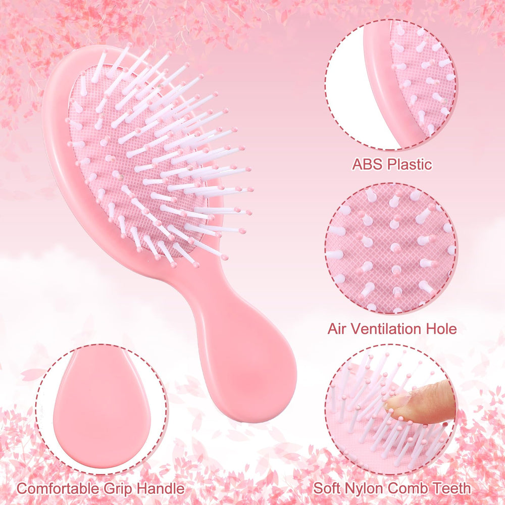 Meanplan brosse cheveux mini-coquette rose noeud detail pour un style doux.