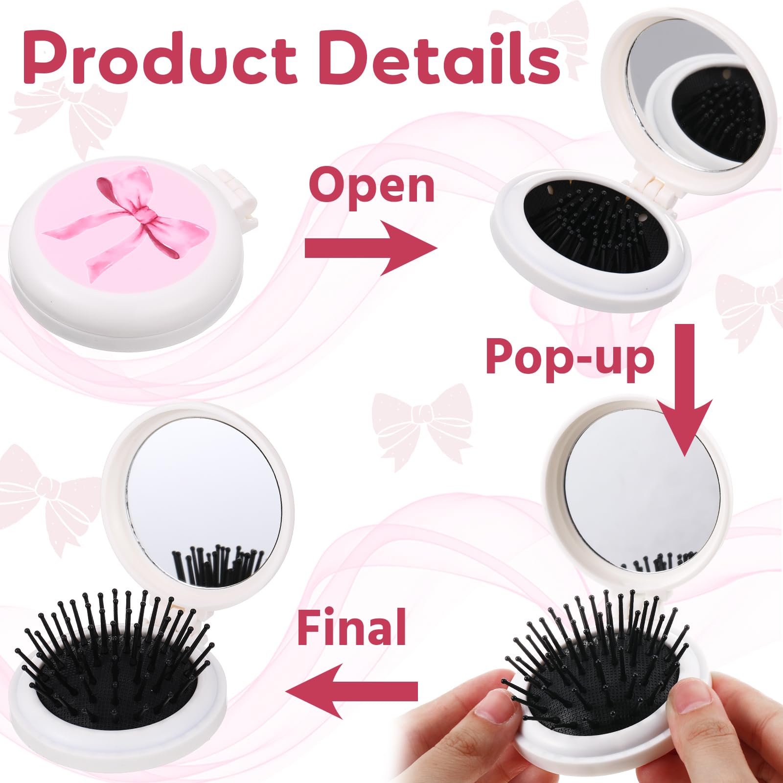 Meanplan brosse détangler mini rose, compact et durable pour sac à main.
