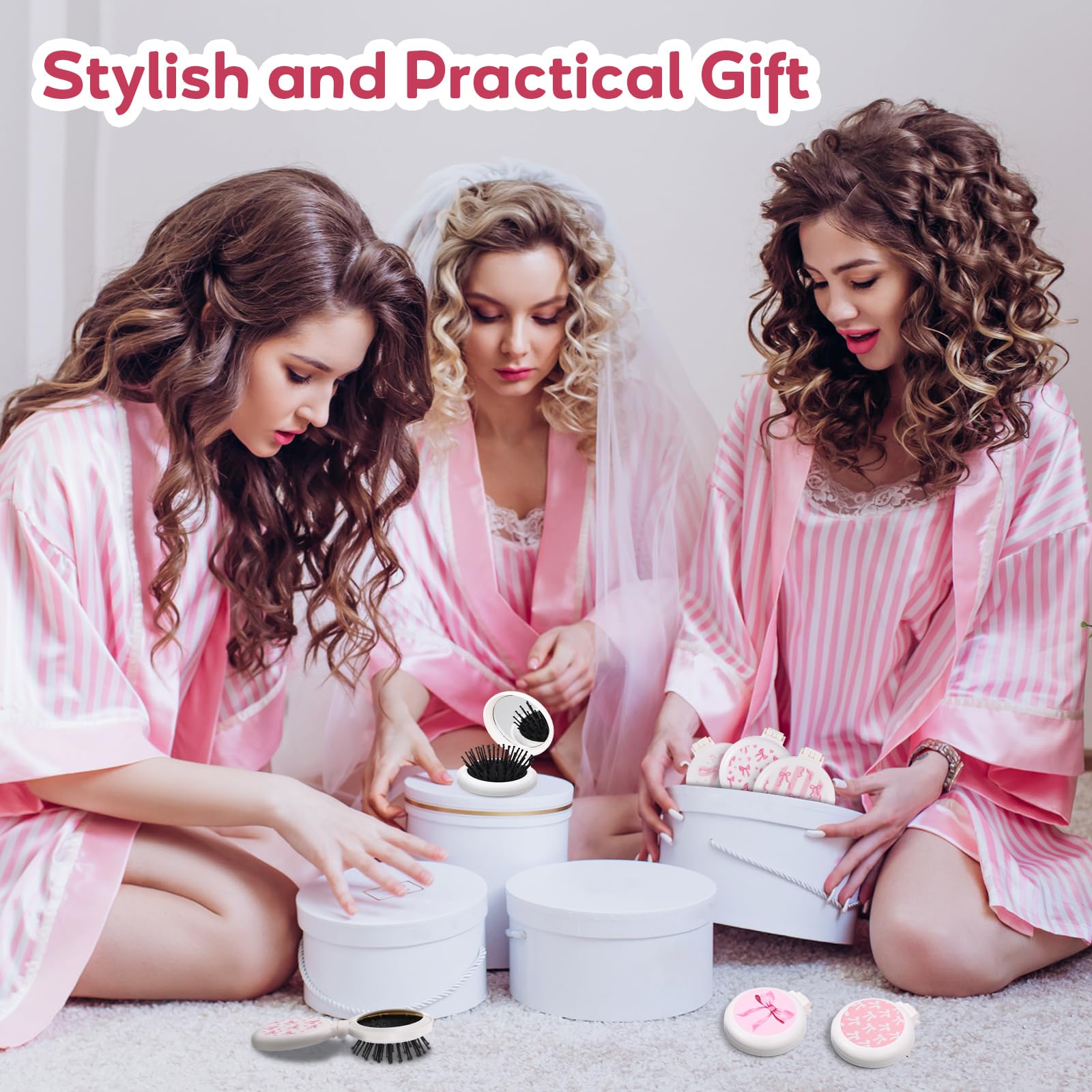 Meanplan brosse mini rose pliante voyage, pratique pour occasions et déplacements.